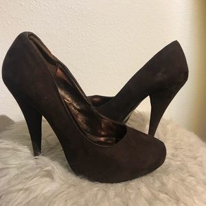 Brown suede heels
